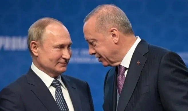 El presidente turco Recep Tayyip Erdogan con su homólogo ruso Vladimir Putin.