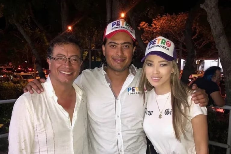 El presidente Gustavo Petro, su hijo Nicolás y su exesposa, Daysuris del Carmen Vásquez Castro, los dos últimos puestos a disposición de la justicia colombiana. 