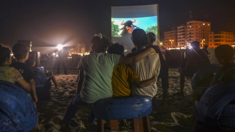 El cine acompañó a los residentes de Gaza durante el verano. Foto: AFP. 