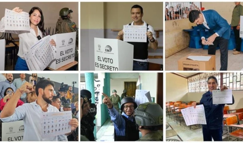Ejercen derecho al voto candidatos presidenciales en Ecuador