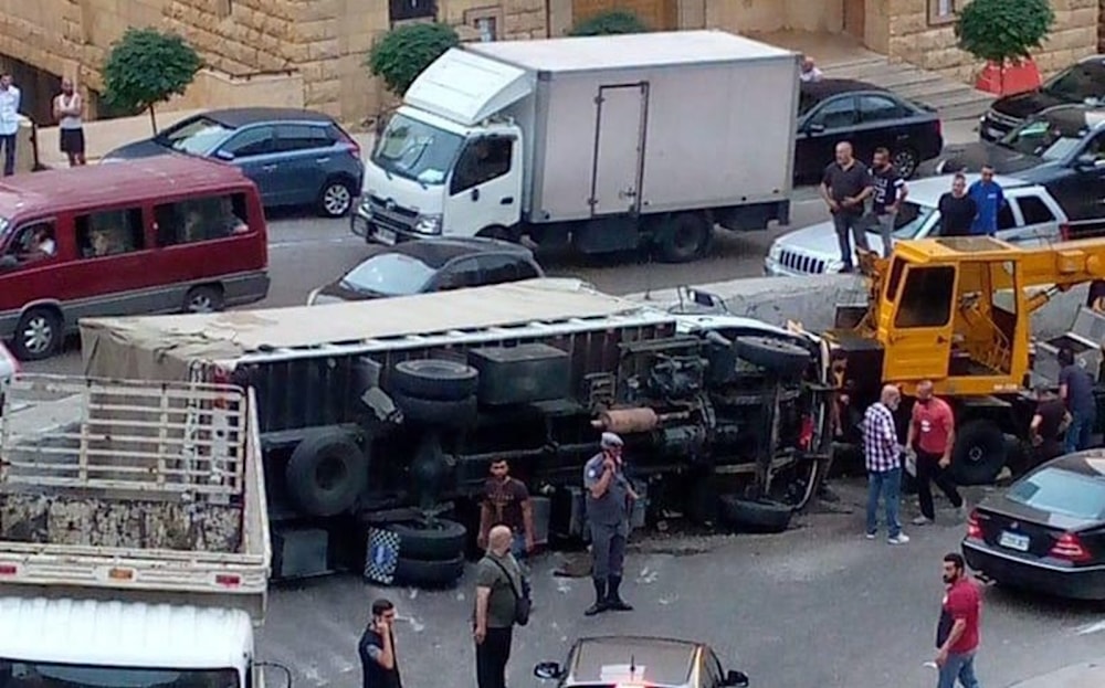 Un camión de Hizbullah se accidentó en la localidad de Kahaleh, Líbano.
