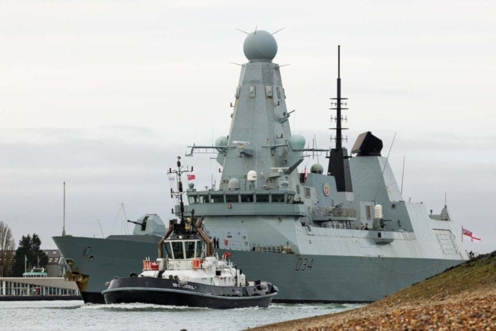 El buque HMS Diamond, de la marina británica, participa en la coalición contra Yemen en el mar Rojo.