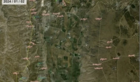 Un mapa electrónico que identifica el nuevo cuartel general del Comando 91 de Israel atacado por la Resistencia del Líbano.