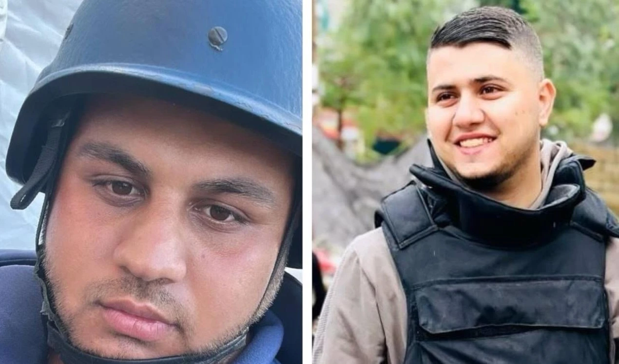 Los periodistas asesinados Hamza Wael Al-Dahdouh y Mustafa Thuraya.