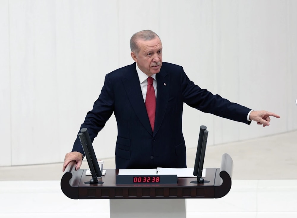 El presidente turco, Recep Tayyip Erdogan, durante la apertura del tercer periodo de la 28ª sesión legislativa del Parlamento turco. (Foto: Agencia Anadolu)