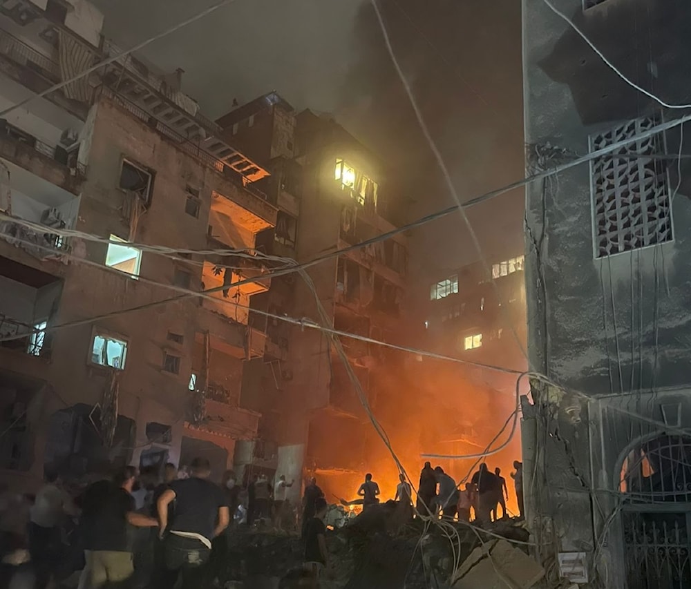 Agresión israelí contra un edificio en la zona de Al-Nuwairi en Beirut (Redes Sociales)