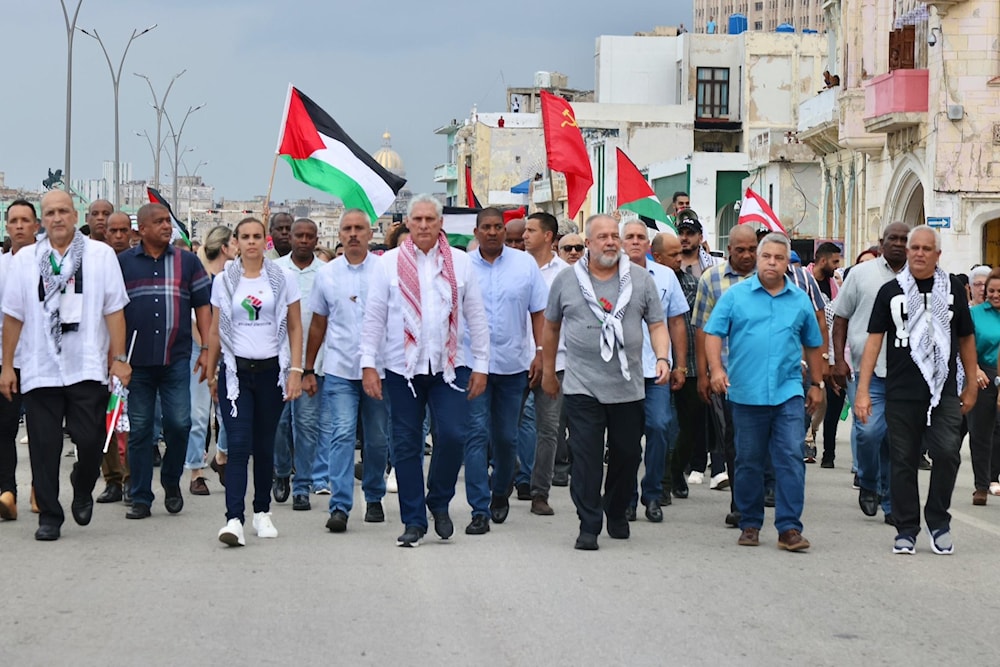 Desde La Habana, jóvenes cubanos y palestinos dicen: ¡Basta de genocidio contra Palestina! (Foto: Presidencia Cuba en X)