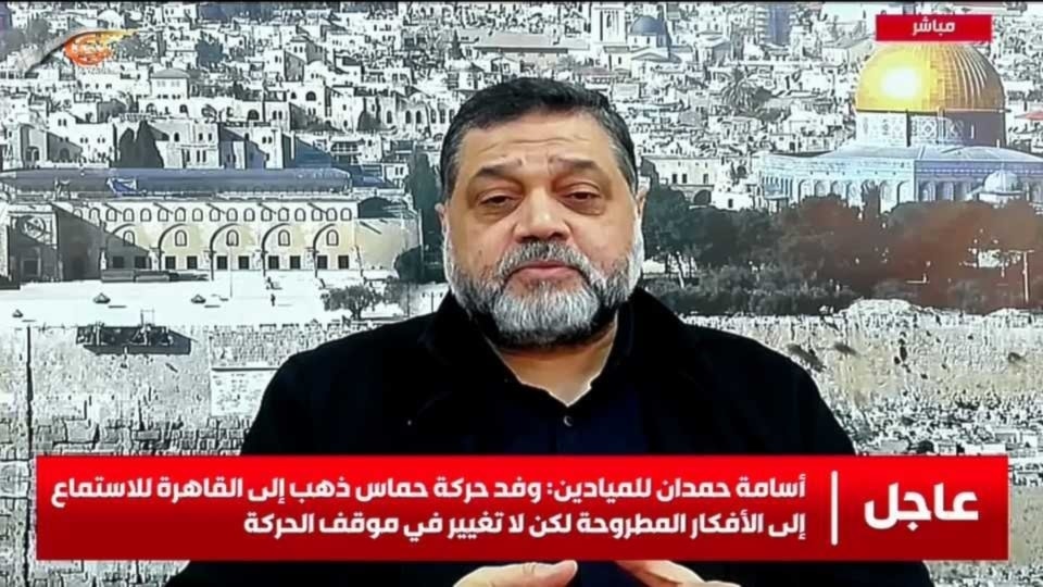 No hay retorno de prisioneros sin alto al fuego, advierte Osama Hamdan, líder de Hamas.