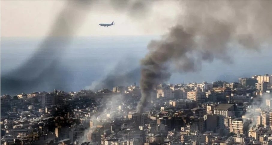 Aviación israelí bombardea ataques contra suburbio sur de Beirut .