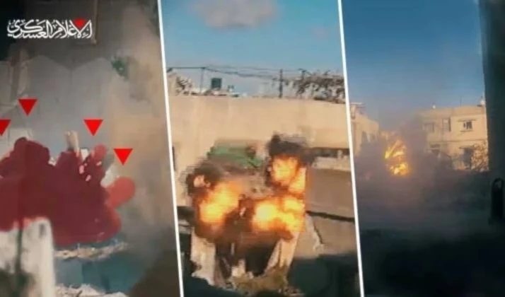 Escena de la emboscada realizada por las Brigadas Al-Qassam a las tropas israelíes cerca de la intersección de Burj Awad, en la ciudad de Rafah, al sur de la Franja de Gaza.