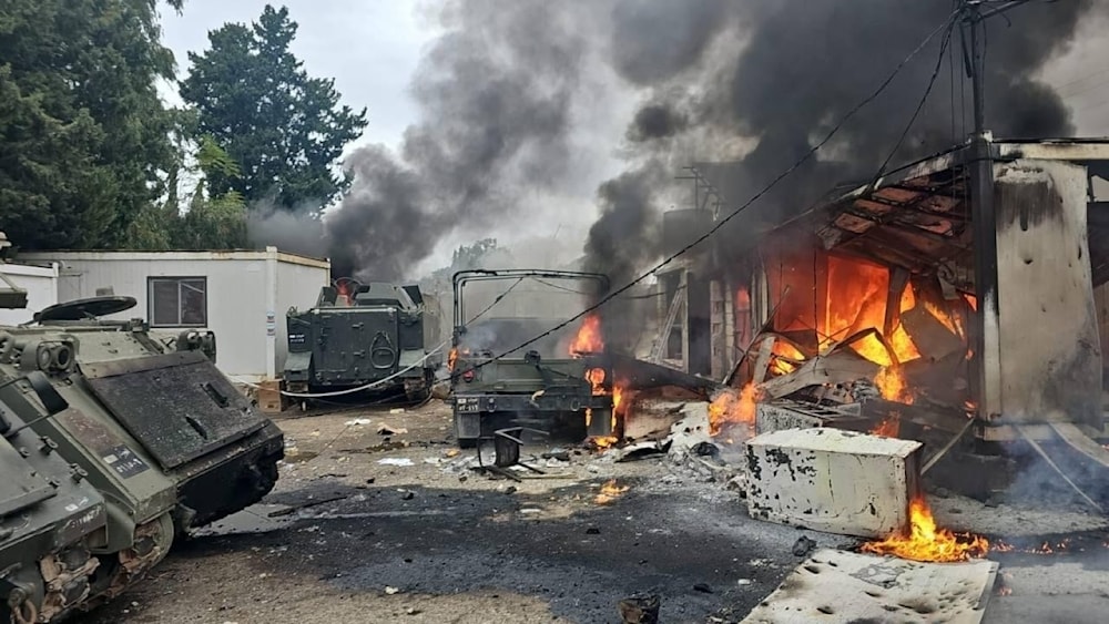 Ocupación israelí apuntó contra un centro del ejército libanés en Al-Amiriyah, en la carretera Qalila-Tiro, sur de Líbano. 24 de noviembre de 2024