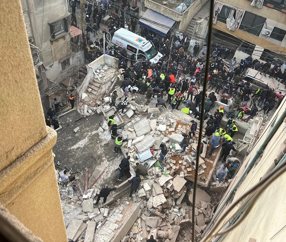 Ocupación israelí destruyó un edificio de dos pisos en Al-Nuwairi, Beirut