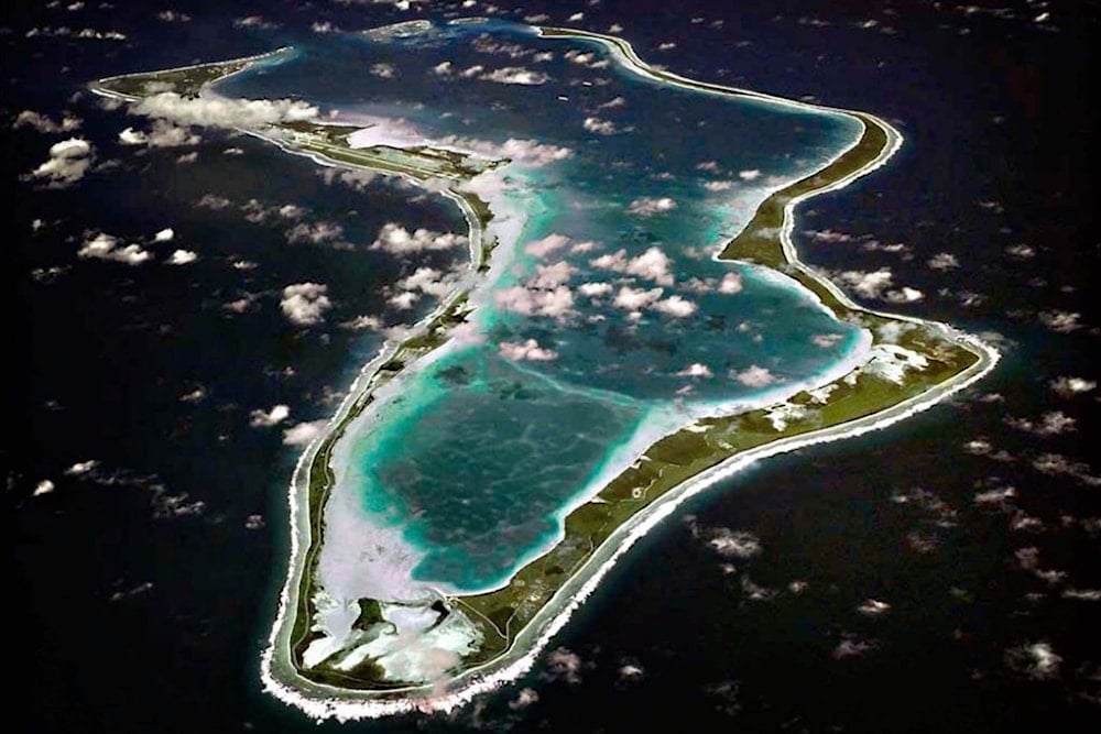 Vista aérea de Diego García, la isla más grande del archipiélago de Chagos.