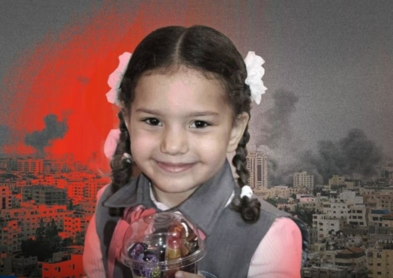 Hind Rajab la pequeña palestina de seis años asesinada por las fuerzas israelíes junto a su familia. 
