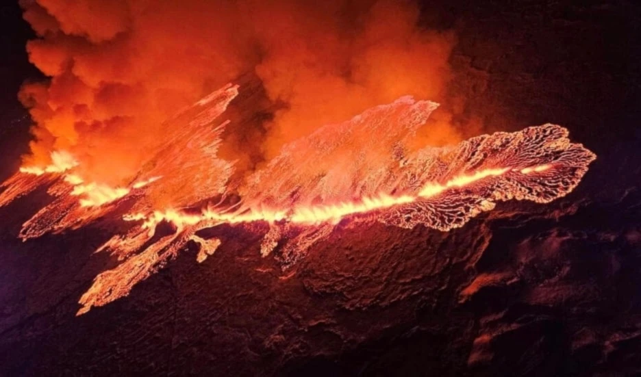 Erupción en Grindavik, Islandia, el 18 de diciembre de 2023.Foto: Reuters.