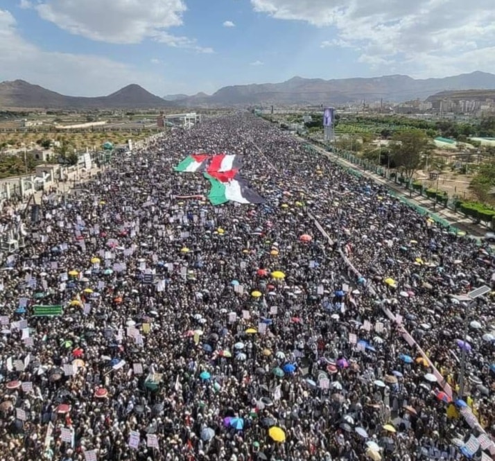 Yemenitas expresan su solidaridad con el pueblo palestino.