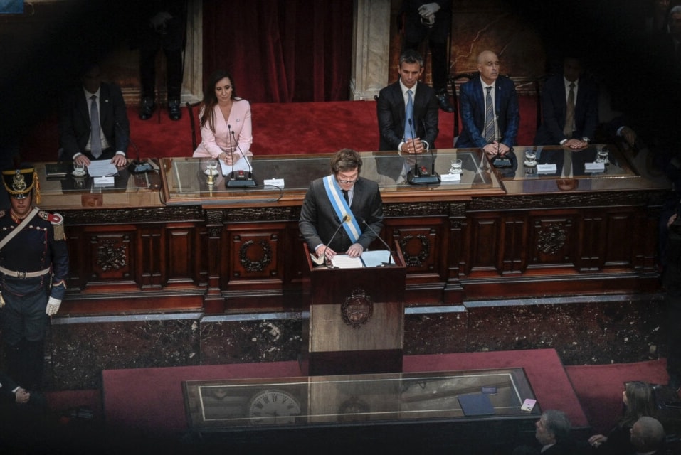 Javier Milei en la inauguración del 142 período de sesiones ordinarias del Congreso.