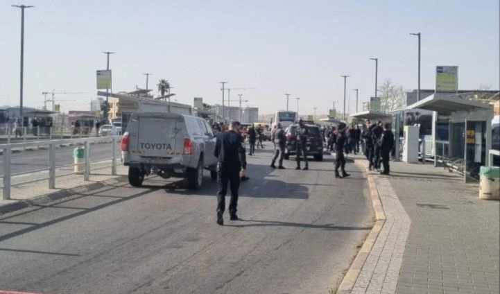 El lugar de la acción de apuñalamiento en Beer Al-Sabee.