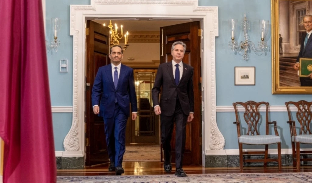 Ministro de Asuntos Exteriores de Qatar, Mohammed Bin Abdul Rahman y Secretario de Estado de EE.UU, Anthony Blinken.