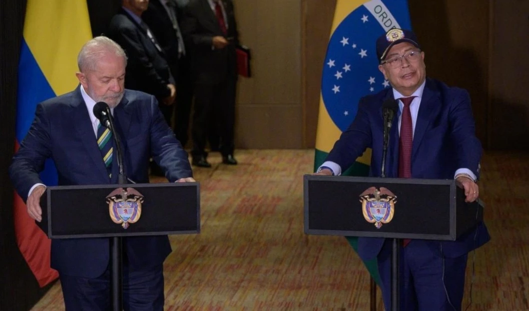 Presidente de Brasil y Colombia reunidos en en el Palacio de Nariño, en Bogotá.