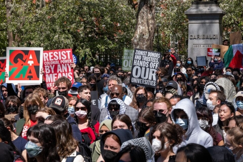 El estudiantado de la Universidad de Columbia exige el cese al fuego en Gaza.