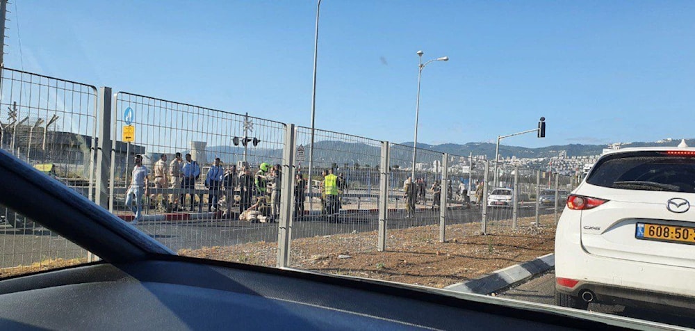 El sitio del ataque cerca de una base militar en la ciudad de Haifa, al norte de la Palestina ocupada. 