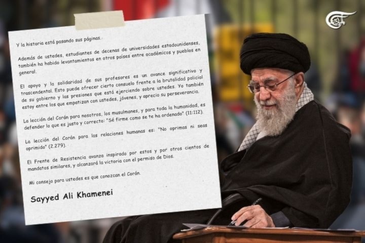 Líder de Irán elogió a universitarios de EE.UU. por defender a Gaza