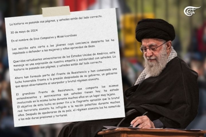 Líder de Irán elogió a universitarios de EE.UU. por defender a Gaza