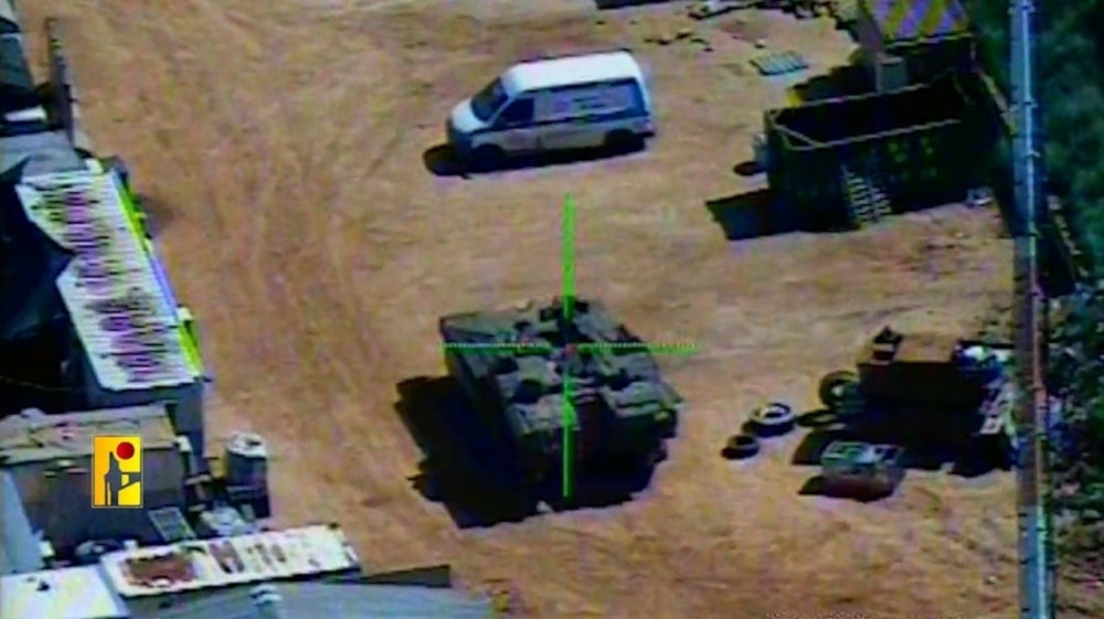 Escena publicada por Hizbullah sobre un ataque a un tanque de la ocupación
