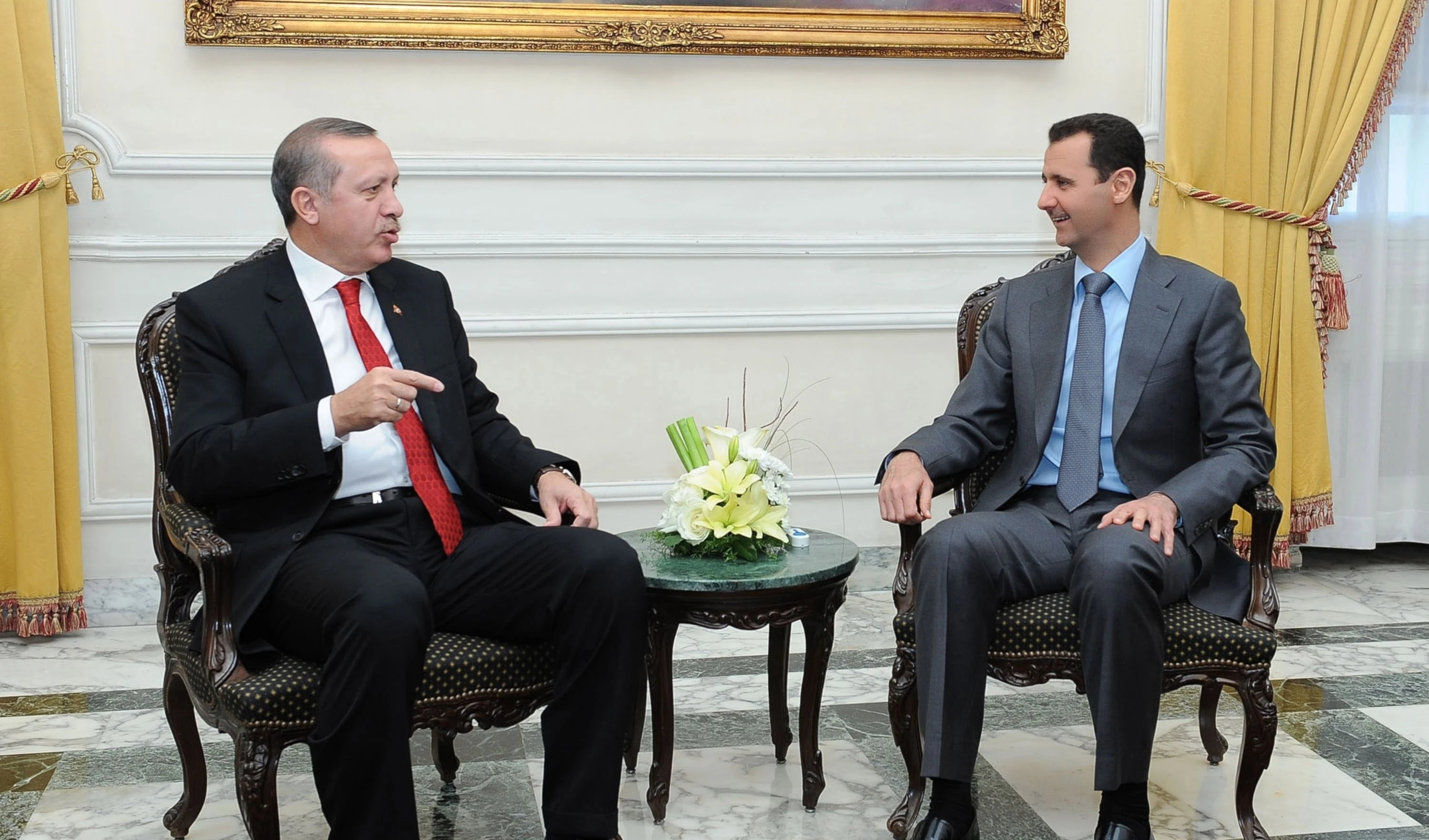 Encuentro entre Erdogan y Al-Assad en la ciudad siria de Alepo en 2011.