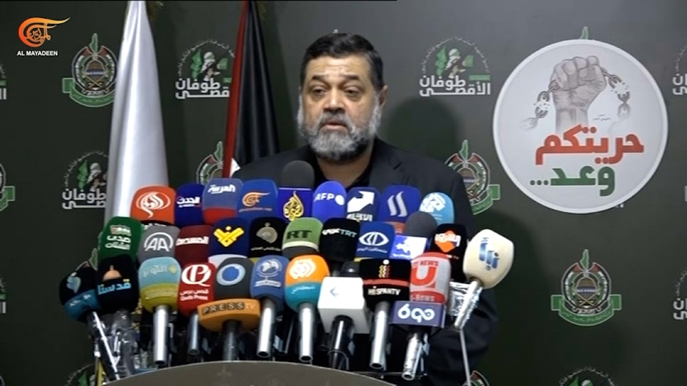 El dirigente del movimiento Hamas, Osama Hamdan ofreció este martes una conferencia de prensa. 