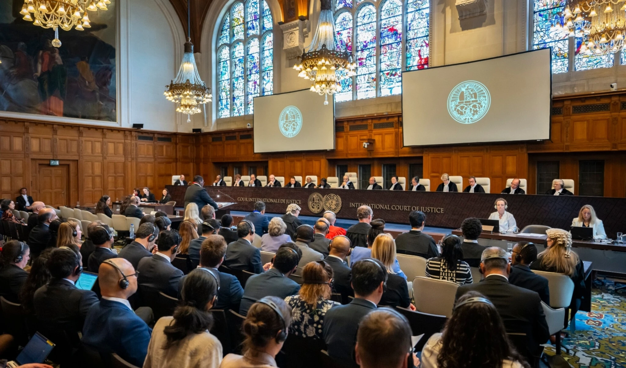 Sesión de la Corte Internacional de Justicia. Sesión de la Corte Internacional de Justicia.