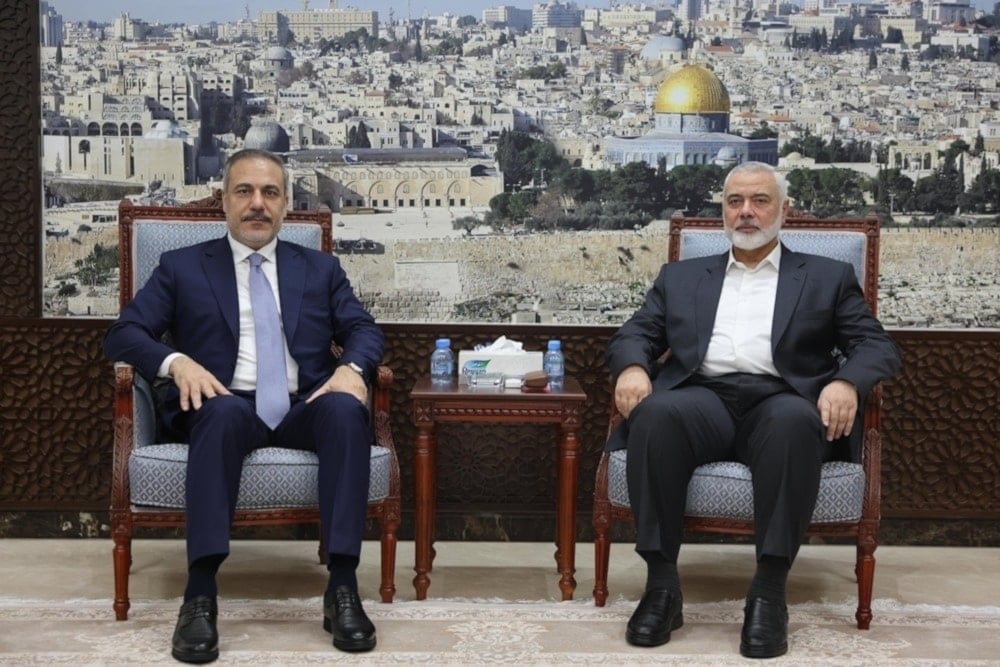 Reunión anterior entre el ministro de Relaciones Exteriores de Turquía, Hakan Fidan, y el jefe del Buró Político de Hamas, Ismail Haniyeh.