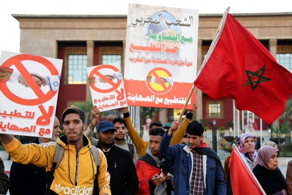 Protestas estudiantiles marroquíes en apoyo a Gaza.