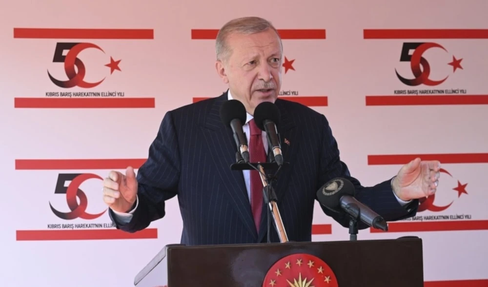 Erdogan habla en ceremonia en la República Turca del Norte de Chipre, 20 de julio 2024 (AA PHOTO)