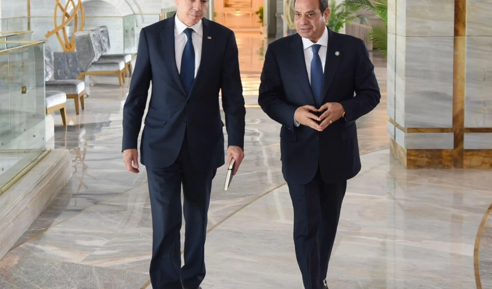 Presidente de Egipto, Abdel Fattah El-Sisi, y secretario de Estado de EE. UU., Anthony Blinken