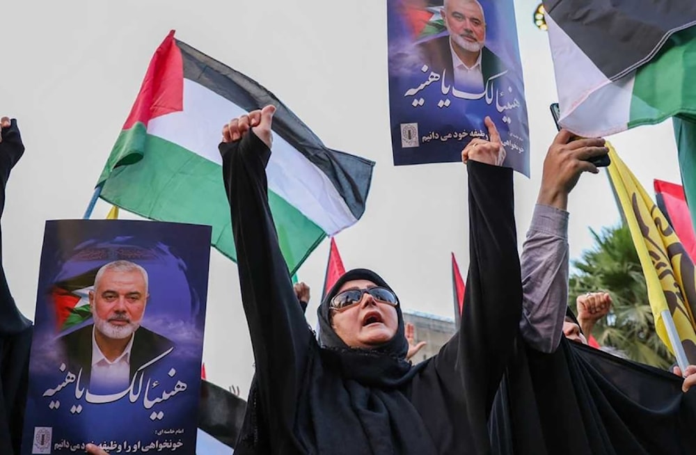 El funeral del jefe del buró político de Hamas, Ismail Haniyeh, en Teherán el 1 de agosto de 2024.