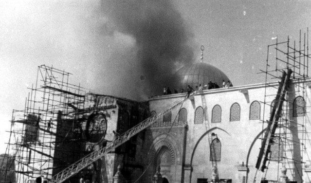 Quema de partes de la Mezquita de Al-Aqsa el 21 de agosto de 1969. (Foto: Archivo)