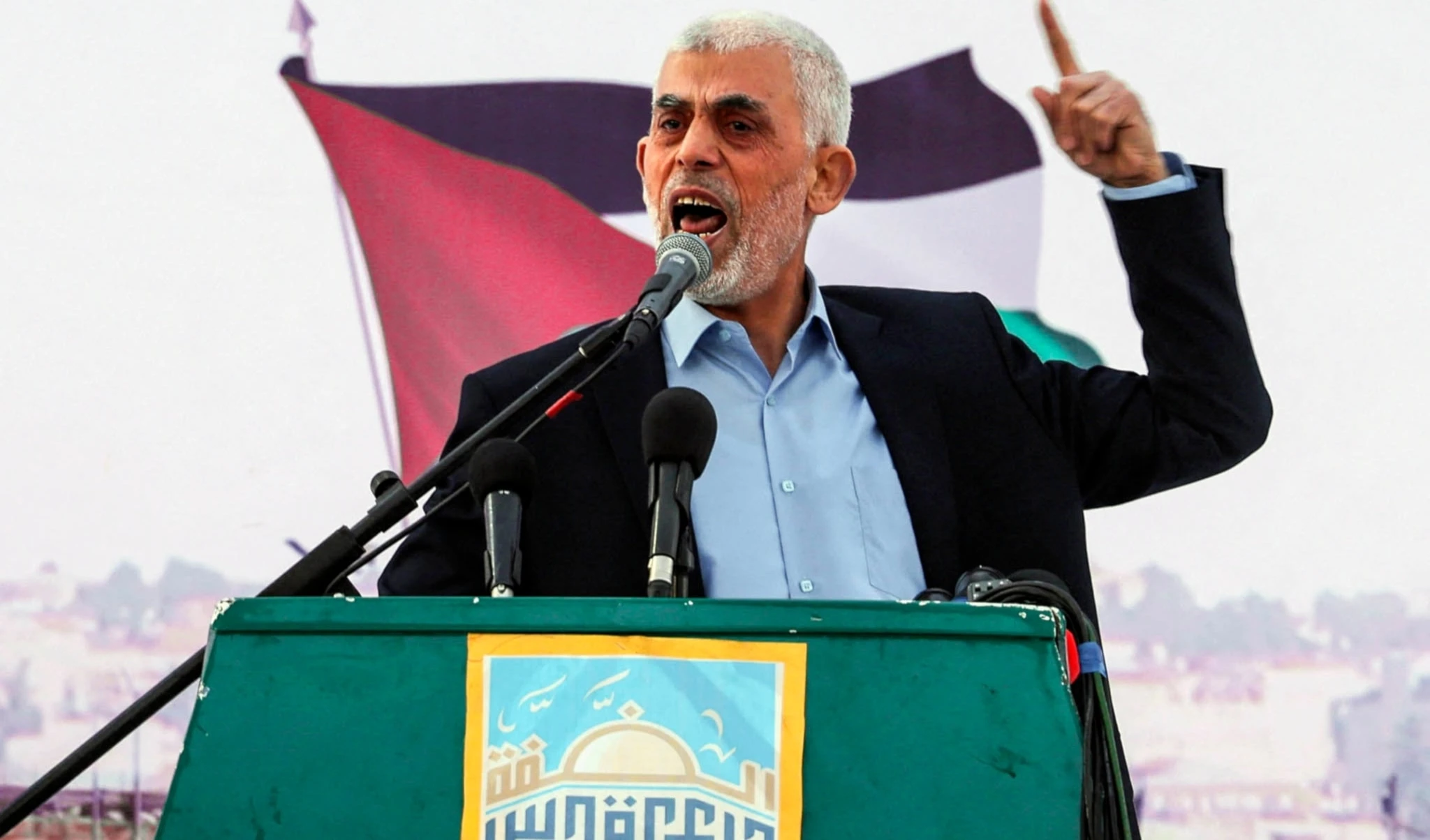 El actual jefe del Buró Político del movimiento de resistencia palestino Hamas, Yahya Sinwar, en la celebración del Día de Jerusalén en Gaza, en abril de 2023. Foto: AFP