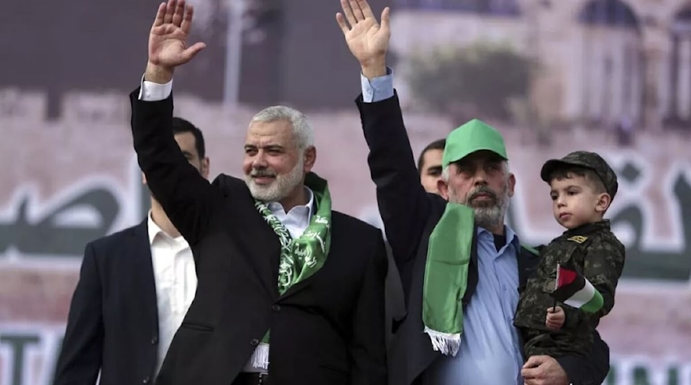 Ismail Haniyeh y Yahya Sinwar en aniversario de fundación de Hamas. 14 diciembre 2017 (Foto: Getty)