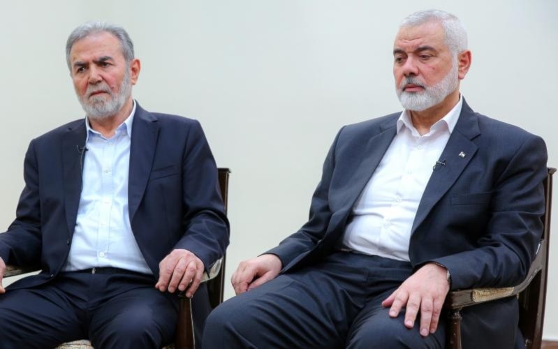 Mártir Ismail Haniyeh y Sr. Ziad al-Najala en entrevista concedida a KHAMENEI.IR. Teherán.