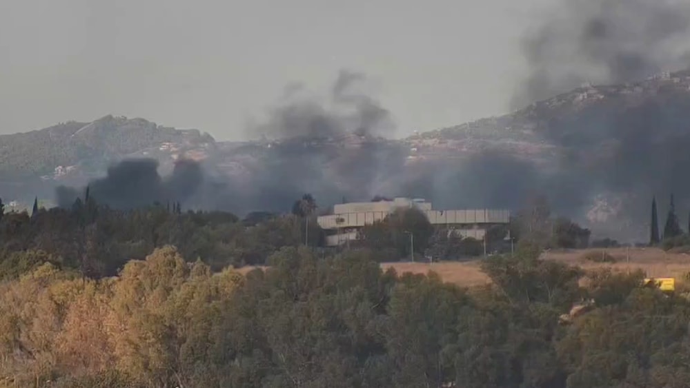 Incendio en Tel Hai en Galilea ocupada después de que un asentamiento fuera atacado por la Resistencia de Líbano. 16 de septiembre de 2024 (medios israelíes)