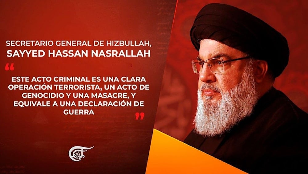 Sayyed Nasrallah: agresión a Líbano equivale a declaración de guerra