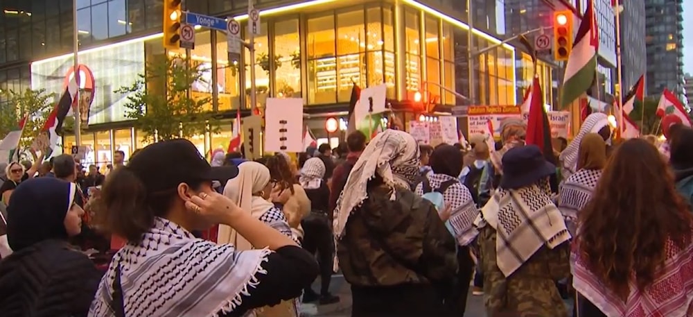 Manifestación de solidaridad con Palestina y el Líbano en la capital canadiense, Ottawa. (Foto: Medios canadienses)