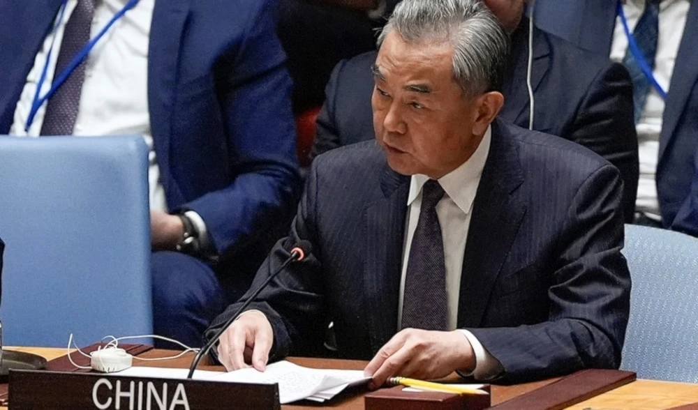 Ministro de Asuntos Exteriores de China, Wang Yi, habla ante el Consejo de Seguridad de la ONU. 24 de septiembre de 2024 (Foto: AP)