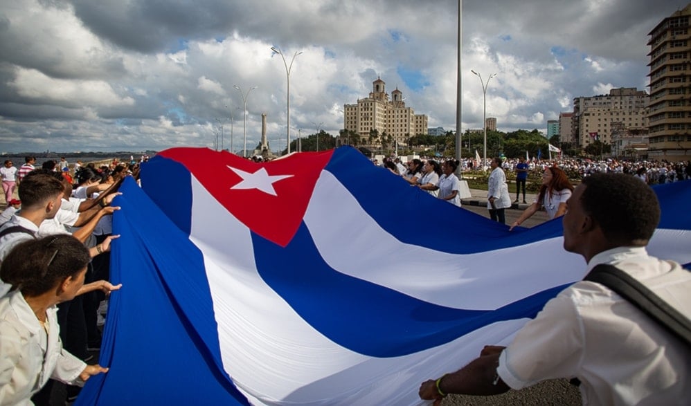 Cuba marchó contra el bloqueo y las sanciones estadounidenses. Diciembre 2024 (Foto: Cubadebate)