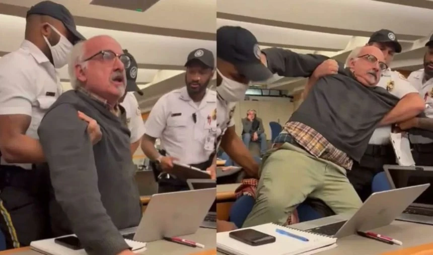 Periodista expulsado violentamente de rueda de prensa de Blinken Periodista expulsado violentamente de rueda de prensa de Blinken