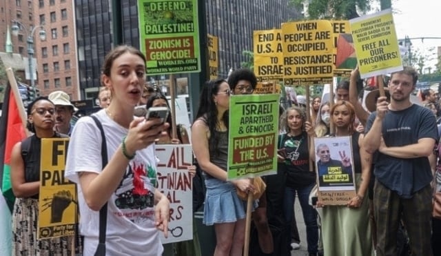 Manifestaciones en Estados Unidos en rechazo a la agresión israelí a la Franja de Gaza.