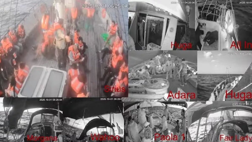 Captura de las cámaras de seguridad de la flotilla que viaja con ayuda para Gaza.