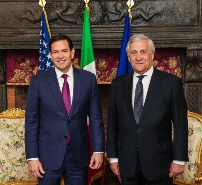El canciller italiano Antonio Tajani, y el secretario de Estado de Estados Unidos, Marco Rubio. 